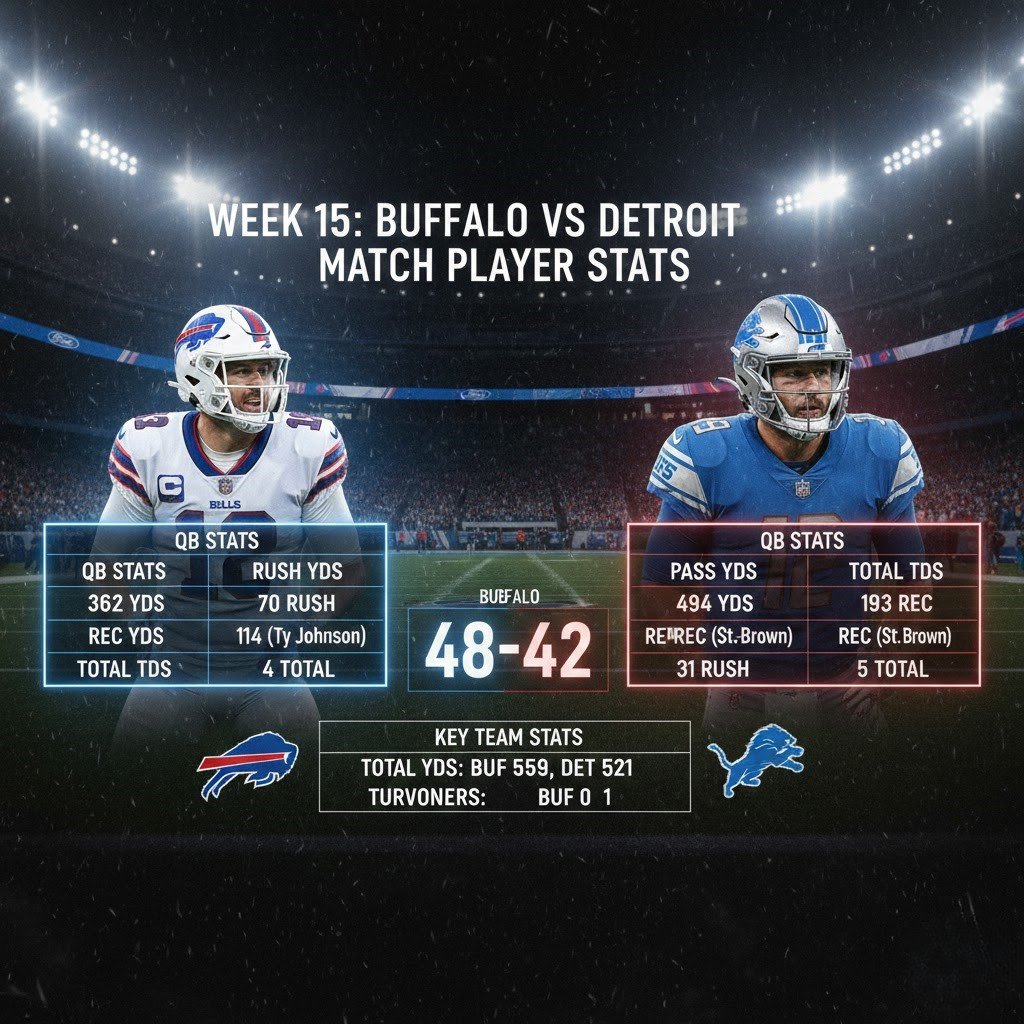 Buffalo Bills vs Detroit Lions Match Player Stats & Highlights