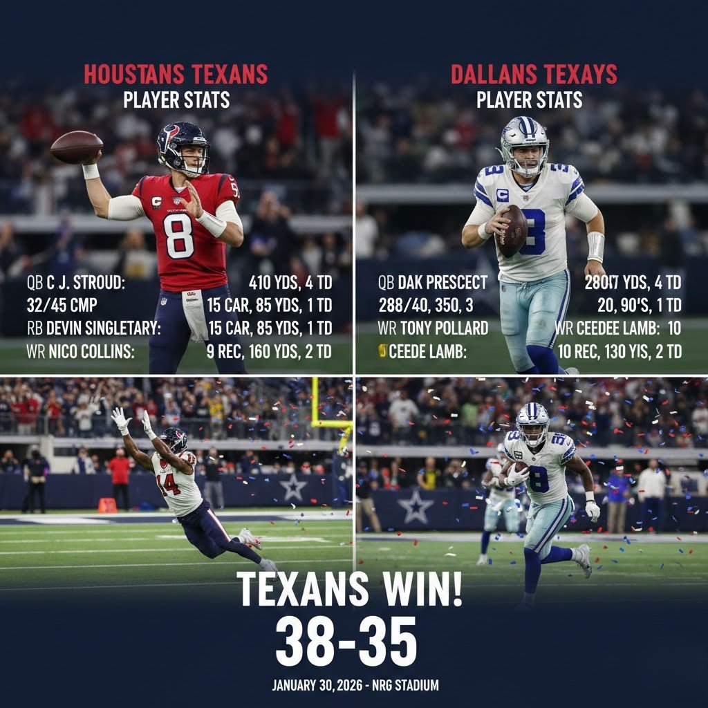 Houston Texans vs Dallas Cowboys Match Player Stats & Highlights