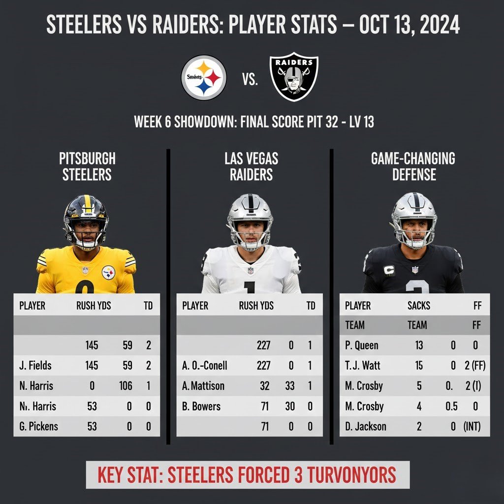 Pittsburgh Steelers vs Las Vegas Raiders Match Player Stats