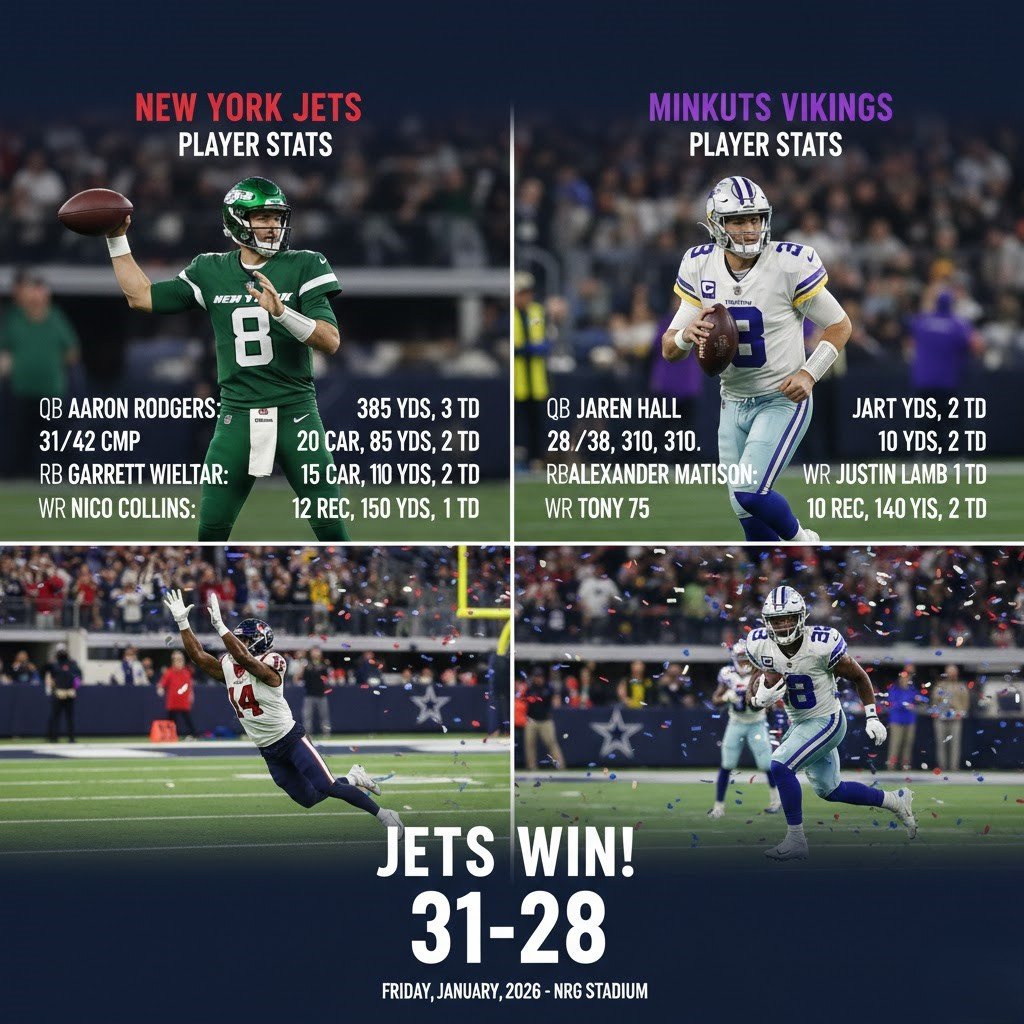new york jets vs minnesota vikings match player stats