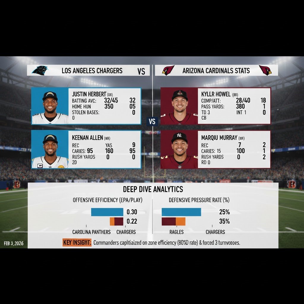Los Angeles Chargers vs Arizona Cardinals Match Player Stats