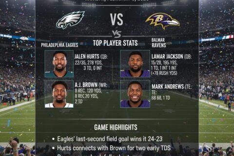 Philadelphia Eagles vs Baltimore Ravens Match Player Stats & Score