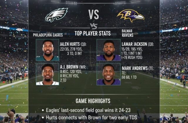 Philadelphia Eagles vs Baltimore Ravens Match Player Stats & Score